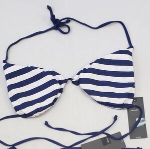 Mossimo Navy and White Reversible Bikini Top
